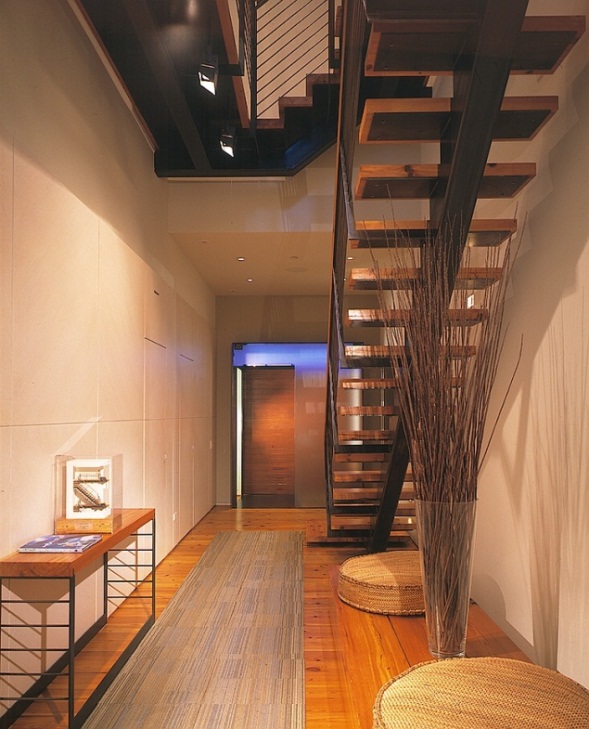 Wood is another material well - used within the design with a striking branch installation.